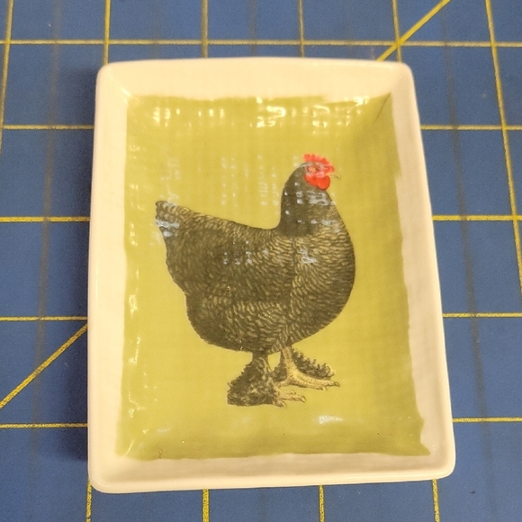 Chicken Design Rectangular Trinket 3x4 Dish - Picture 1 of 3